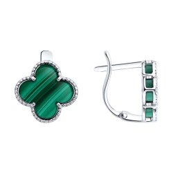 Серьги из серебра с малахитами (Арт.83020440)