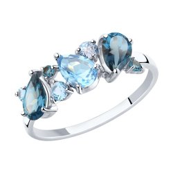 Кольцо золотое пробы 585 с миксом камней (Арт.715439-3)