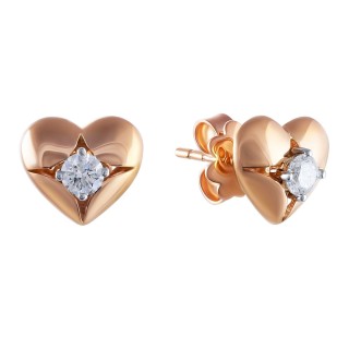 Серьги золотые с бриллиантами «Pink Heart» Myjewels (арт.244078)