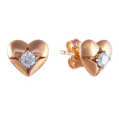 Серьги золотые с бриллиантами «Pink Heart» Myjewels (арт.244078)