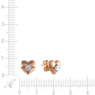 Серьги золотые с бриллиантами «Pink Heart» Myjewels (арт.244078)