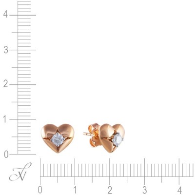 Серьги золотые с бриллиантами «Pink Heart» Myjewels (арт.244078)