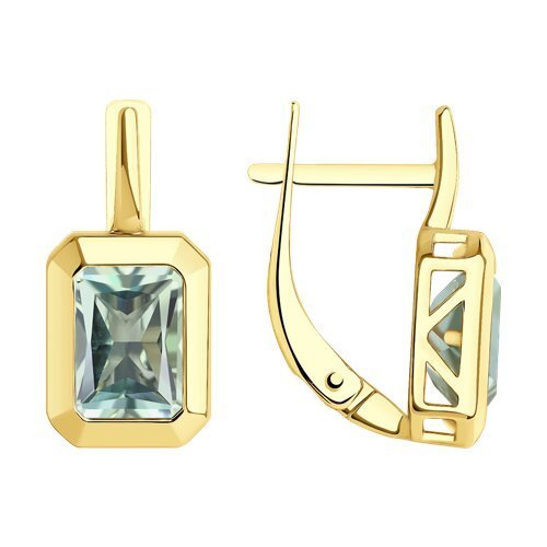 Серьги золотые пробы 585 с празиолитом (Арт.728177-2)