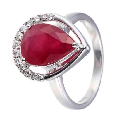 Кольцо из белого золота с бриллиантом и рубином (Арт.aasr3357_ko_ro_wg)