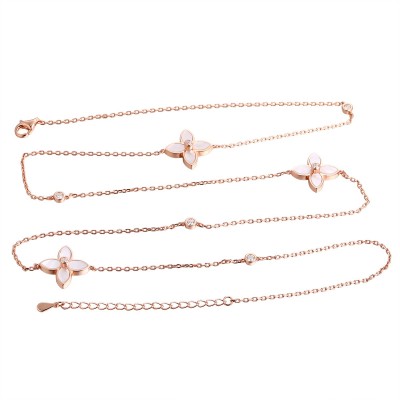 Ожерелье серебряное с жемчугом и фианитами «Lace Blossom» Fresh Jewelry (арт.PI-N04136-X-G-PN-X-W)