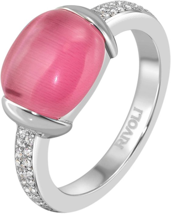 Кольцо из серебра с кошачим глазом и куб. цирконием (Арт.for-1-h-13-s)