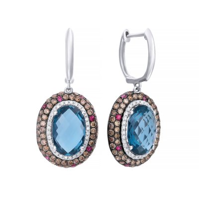 Серьги из белого золота с бриллиантом и рубином (Арт.e26900b_sr_dn_ru_lt_wg)