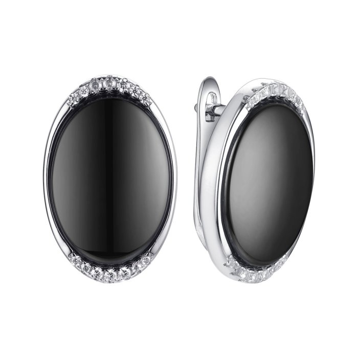 Серьги из серебра с керамикой и фианитом (Арт.tc-e00375-b-w-x-x-w)