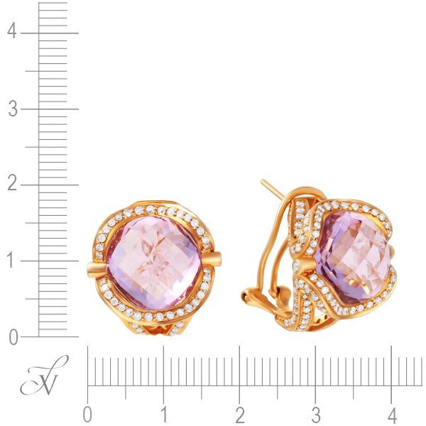 Серьги из золота с аметистом и бриллиантом (Арт.e31570a0_sr_am_pink)