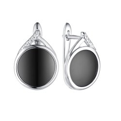 Серьги из серебра с керамикой и фианитом (Арт.tc-e01377-b-w-x-x-w)