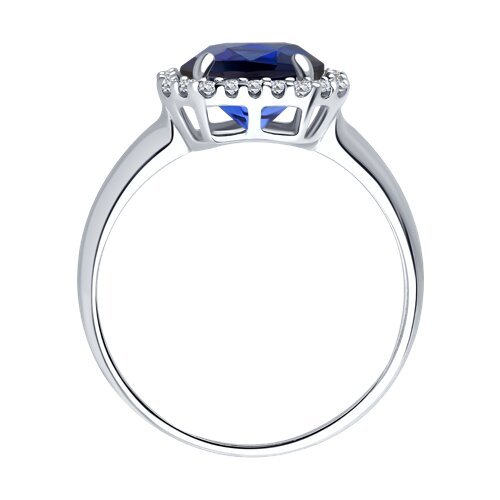 Кольцо из серебра с корундом сапфировым (синт.) и фианитами (Арт.88010013)