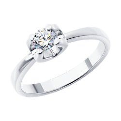 Кольцо из белого золота с бриллиантом (Арт.9010159-36)