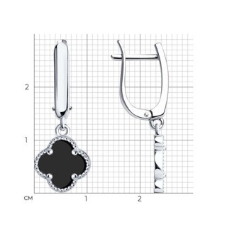 Серьги из серебра со стеклом «Черный Кловер» Соколов (арт.94026314-91)