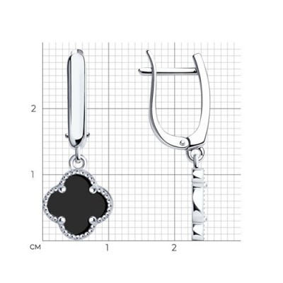 Серьги из серебра со стеклом «Черный Кловер» Соколов (арт.94026314-91)