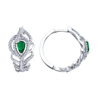 Серьги из серебра с фианитами «Изумрудное Перо» Соколов (арт.94026502)