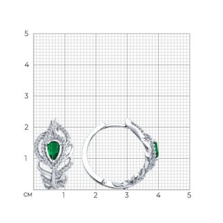 Серьги из серебра с фианитами «Изумрудное Перо» Соколов (арт.94026502)