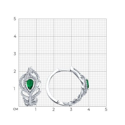Серьги из серебра с фианитами «Изумрудное Перо» Соколов (арт.94026502)