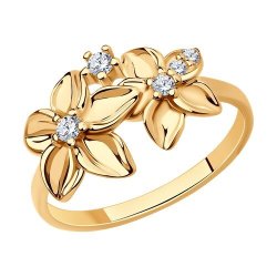 Кольцо из золочёного серебра с фианитами (Арт.93-110-01635-1)