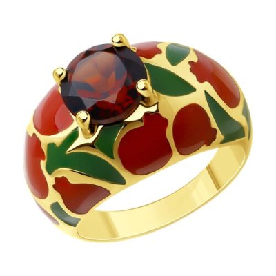 Кольцо из золочёного серебра с ситаллом и эмалью (Арт.93-310-01707-1)