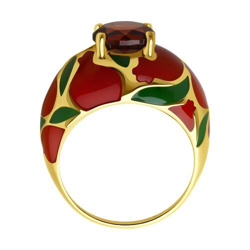 Кольцо из золочёного серебра с ситаллом и эмалью (Арт.93-310-01707-1)