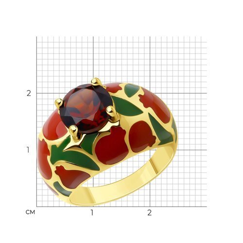 Кольцо из золочёного серебра с ситаллом и эмалью (Арт.93-310-01707-1)
