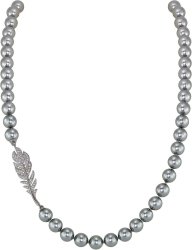 Ожерелье из серебра с жемчугом и кристаллом swarovski (Арт.27l-p36-s-28)