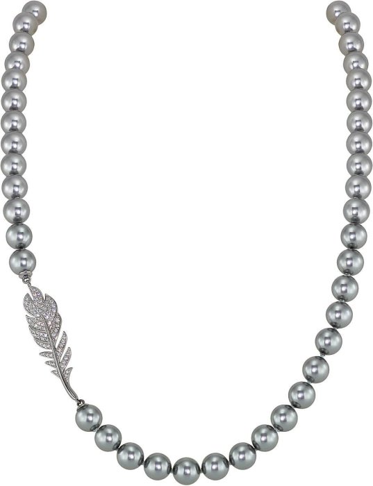 Ожерелье из серебра с жемчугом и куб. цирконием (Арт.27l-p36-s-28)