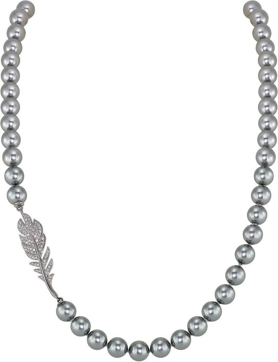 Ожерелье из серебра с жемчугом и кристаллом swarovski (Арт.27l-p36-s-28)