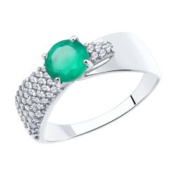 Кольцо из серебра с агатом и фианитами (Арт.94-310-00787-1)