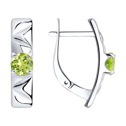 Серьги из серебра с хризолитами (Арт.94-320-00793-2)