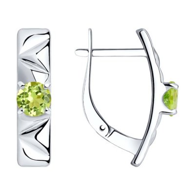 Серьги из серебра с хризолитом «Игра света» Соколов (арт.94-320-00793-2)