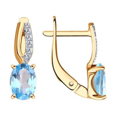 Серьги золотые пробы 585 с топазом (Арт.51-320-01496-1)