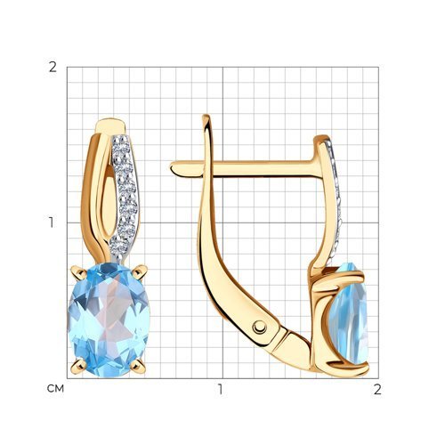 Серьги золотые пробы 585 с топазом (Арт.51-320-01496-1)