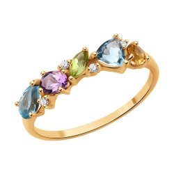 Кольцо золотое пробы 585 с миксом камней (Арт.51-310-02408-1)