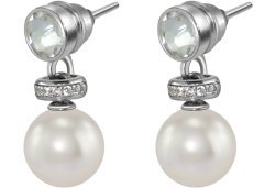 Серьги из серебра с жемчугом и кристаллом swarovski (Арт.abs-3-8-1-s)