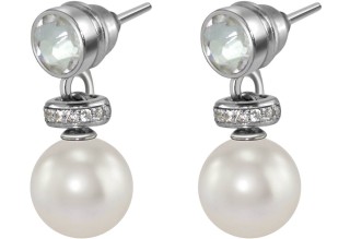 Серьги серебряные с жемчугом и куб. цирконием «Pearl Kiss» Rivoli (арт.ABS-3-8-1-S)