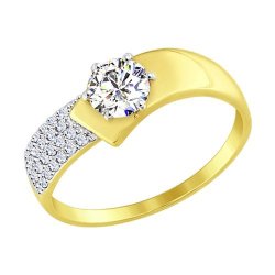 Кольцо из желтого золота с фианитами (Арт.017402-2)