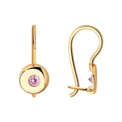 Серьги из золота с розовыми фианитами (Арт.027224)