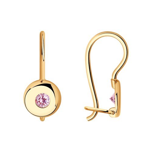 Серьги из золота с розовыми фианитами (Арт.027224)