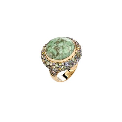 Кольцо золото с бриллиантами, варисцитом, сапфирами, танзанитами и хризолитами «Symphony of Colors» Estet (арт.01К6312868-1)