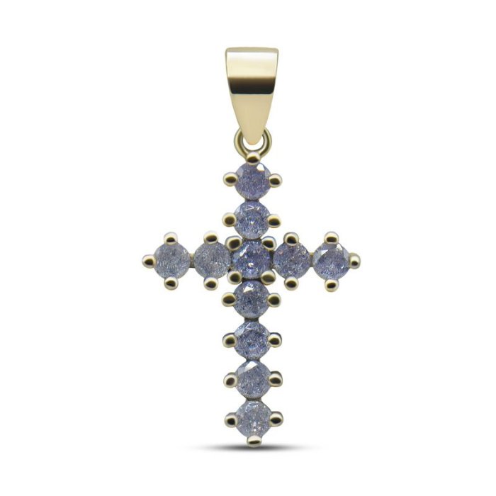 Кулон серебряный с кубическим цирконием «Сияющий Крест» Myjewels (арт.032025769gp-f-cb31_kubcirkonii)