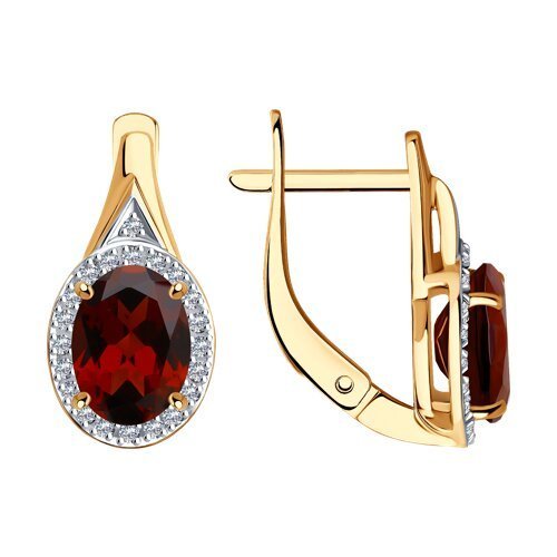 Серьги золотые пробы 585 с гранатом (Арт.72-00103)