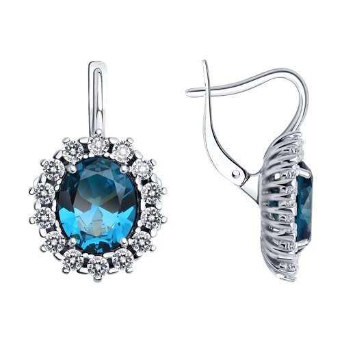 Серьги из серебра с ситаллами и фианитами (Арт.92023039)