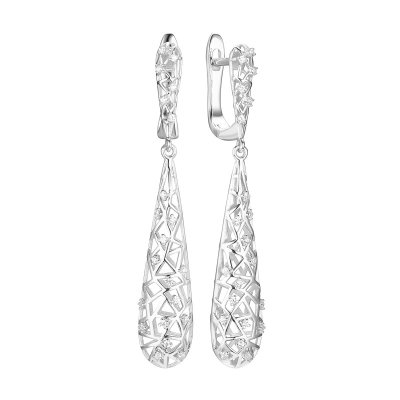 Серьги из серебра с фианитом (Арт.fa-e03217-x-w-x-x-w)