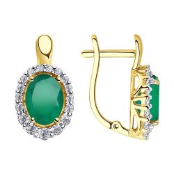 Серьги золотые пробы 585 с агатом (Арт.725734-2)