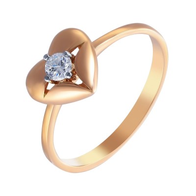 Кольцо с бриллиантом «Розовое Сердце» золото 585 Myjewels (арт.2440)