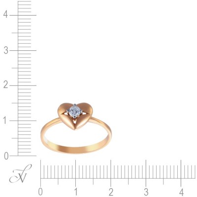 Кольцо с бриллиантом «Розовое Сердце» золото 585 Myjewels (арт.2440)