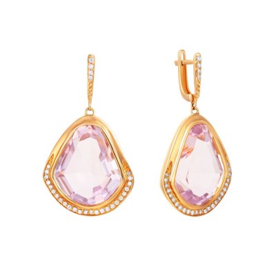 Серьги из золота с аметистом и бриллиантом (Арт.aas-2970e-1_sr_pam_pink)