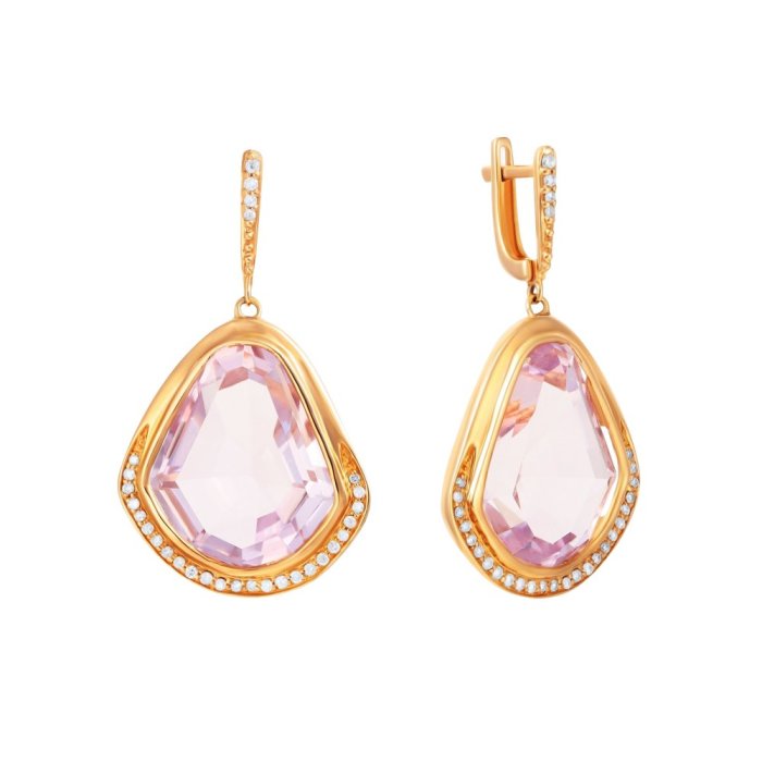 Серьги из золота с аметистом и бриллиантом (Арт.aas-2970e-1_sr_pam_pink)