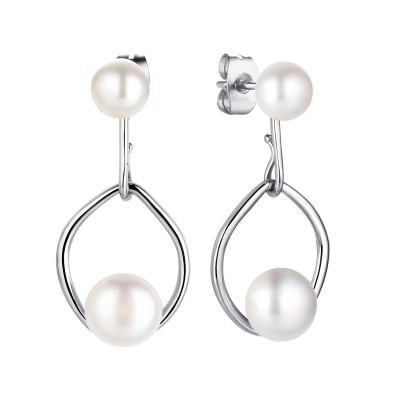 Серьги серебряные с жемчугом «Nautilus Grace» Fresh Jewelry (арт.PI-E02689-X-W-PN-X-X)